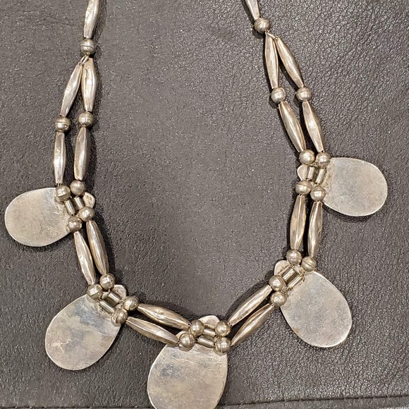 Vintage Navajo Sterling Silver Turquoise Beaded Necklace One of a Kind - Picture 8 of 8